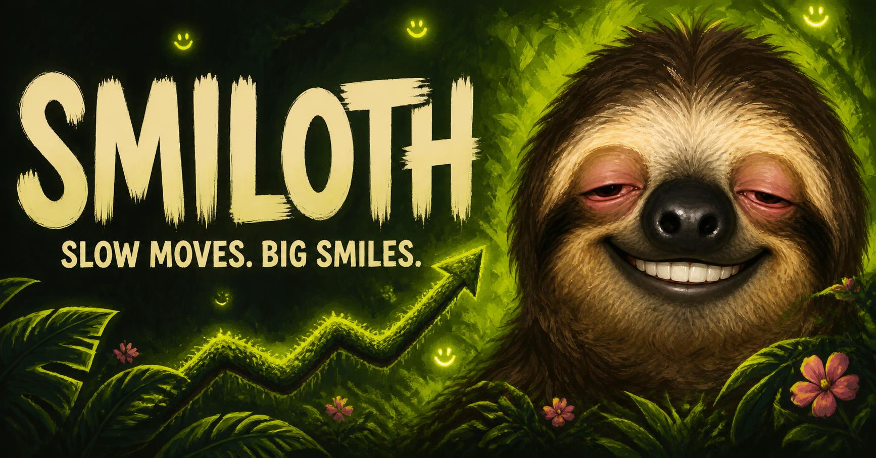 SMILOTH painted poster with the Slow Moves, Big Smiles slogan